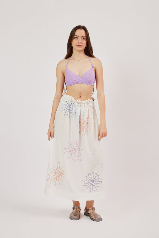 Embroidered Detailed Midi Skirt