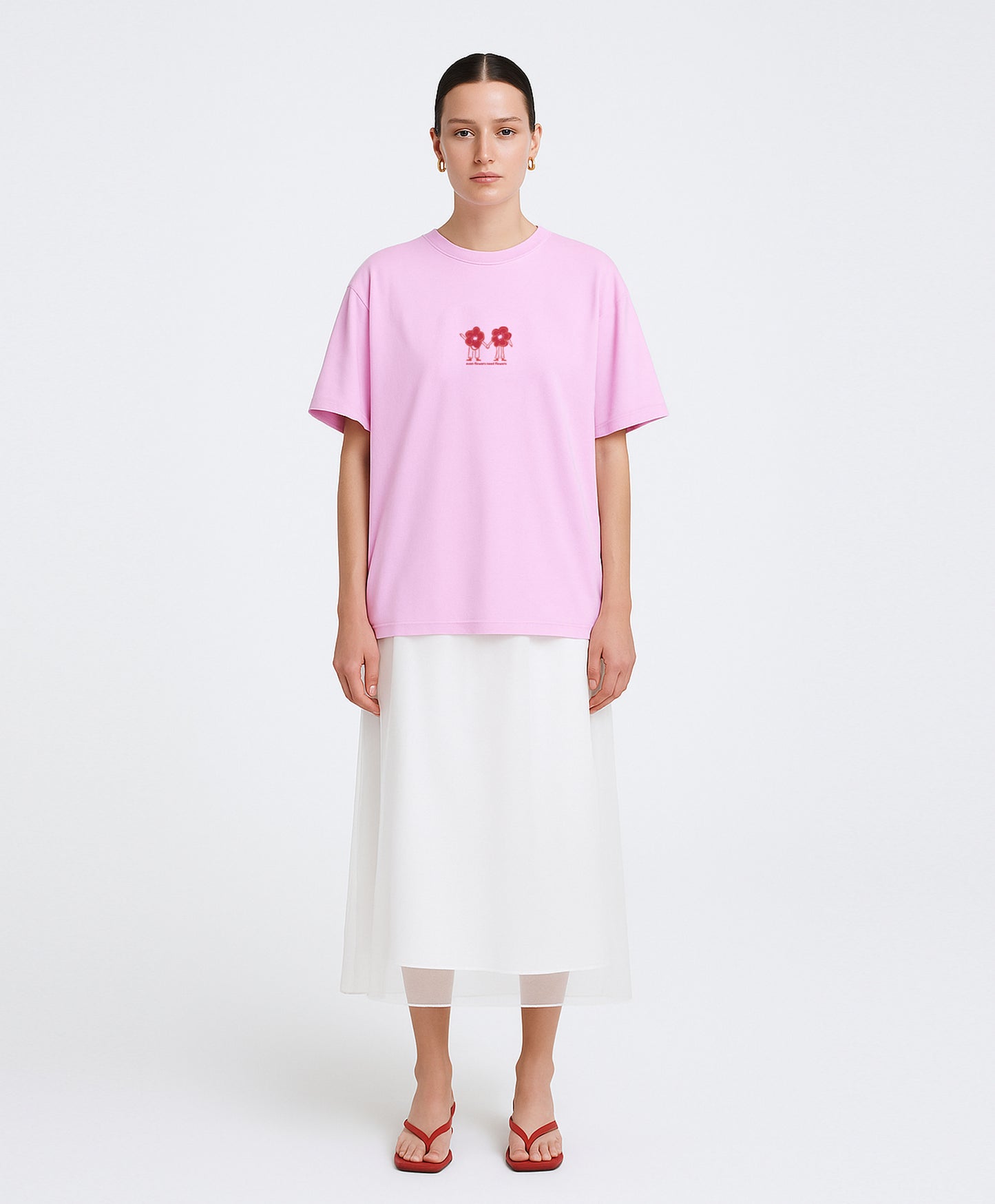 Bloom Together Pink-Red Oversize Tişört