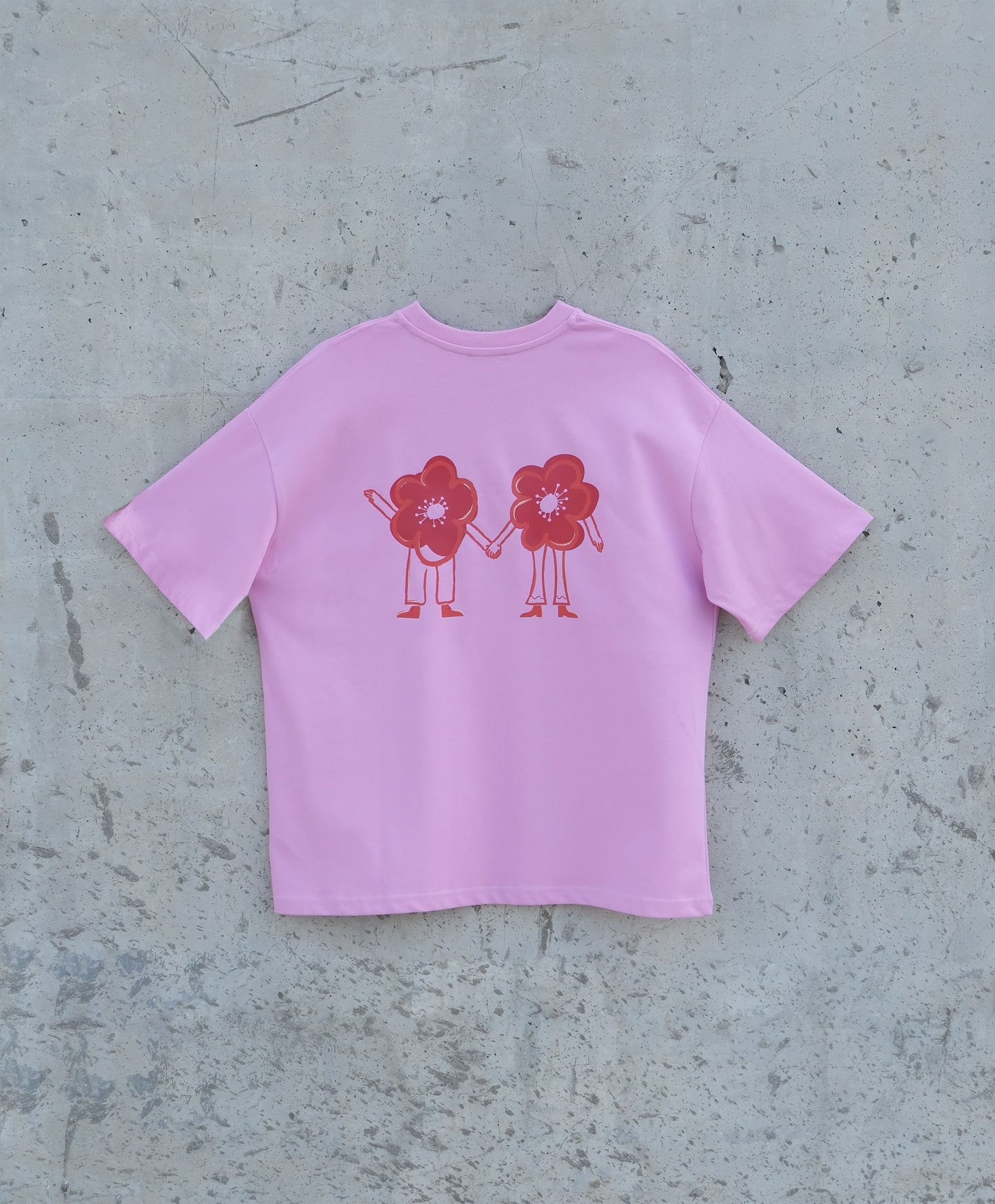 Bloom Together Pink-Red Oversize Tişört
