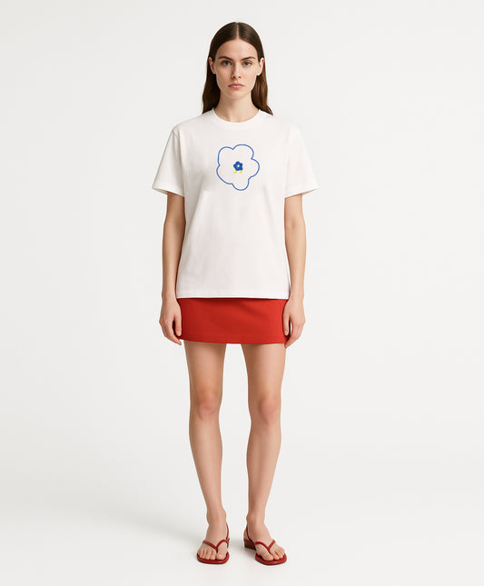 Bloomwalk White-Blue Oversize Tişört