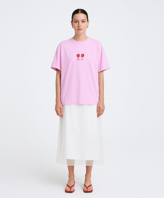 Bloom Together Pink-Red Oversize Tişört